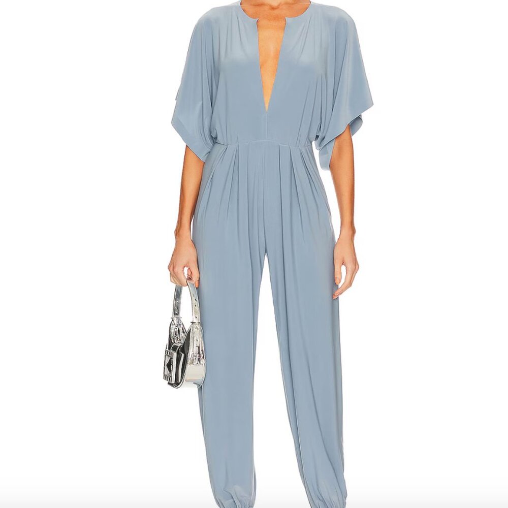 Norma Kamali Rectangle Jog Jumpsuit in Powder Blue